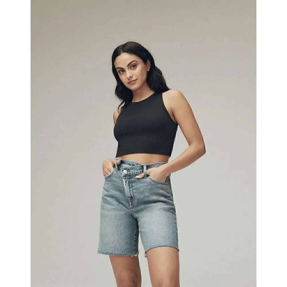 NWT Madewell × Molly Dickson Crossover Baggy Jean Shorts in Murdock Wash, 23